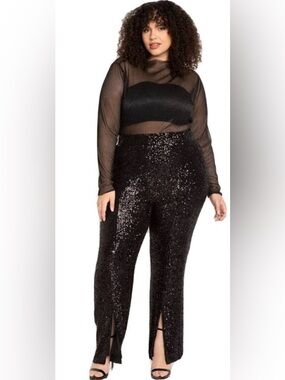 NWT ELOQUII Front Slit Sequin Pants